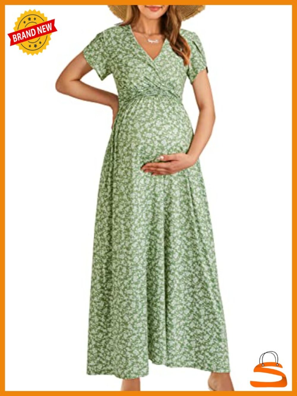 Wrap Maternity Maxi Dress for Nursing Baby Shower Photoshoot